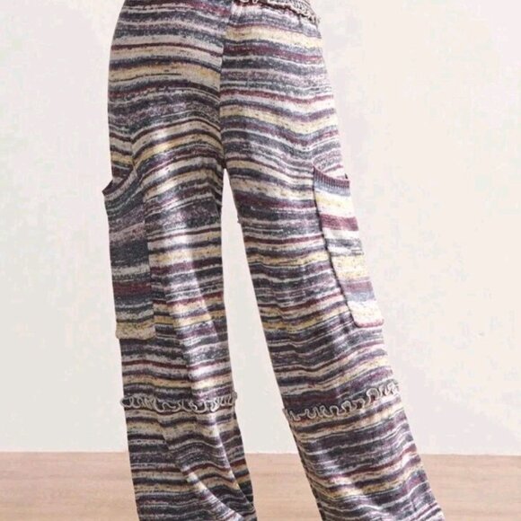 Bohemela Sweater Joggers Striped Womens Large EUC Blue Brown - Picture 2 of 6